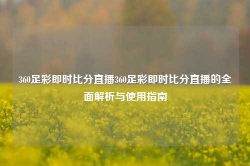 360足彩即时比分直播360足彩即时比分直播的全面解析与使用指南