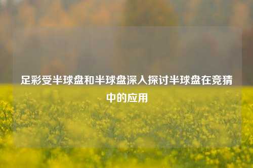 足彩受半球盘和半球盘深入探讨半球盘在竞猜中的应用