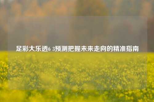 足彩大乐透6 3预测把握未来走向的精准指南