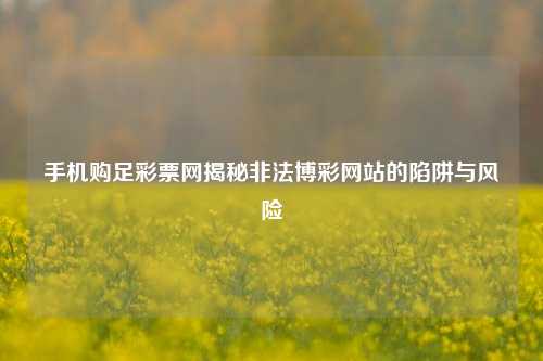 手机购足彩票网揭秘非法博彩网站的陷阱与风险