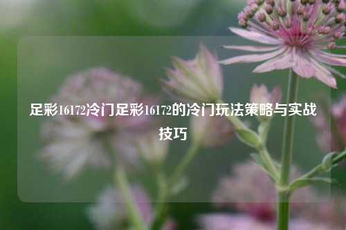 足彩16172冷门足彩16172的冷门玩法策略与实战技巧