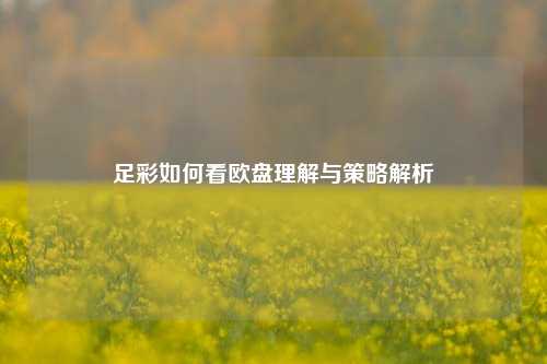 足彩如何看欧盘理解与策略解析
