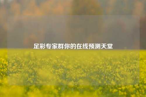 足彩专家群你的在线预测天堂
